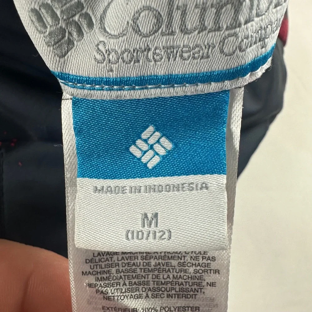 Columbia Girls Medium 10/12 Reversible Hooded Jacket Pink Navy Fleece‎ SG7673